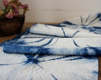 Ancient Loom Woven Cotton Fabric Indigo Blue Dye Tie Dye Natural Plant Dye Hand Dye 17“*70”