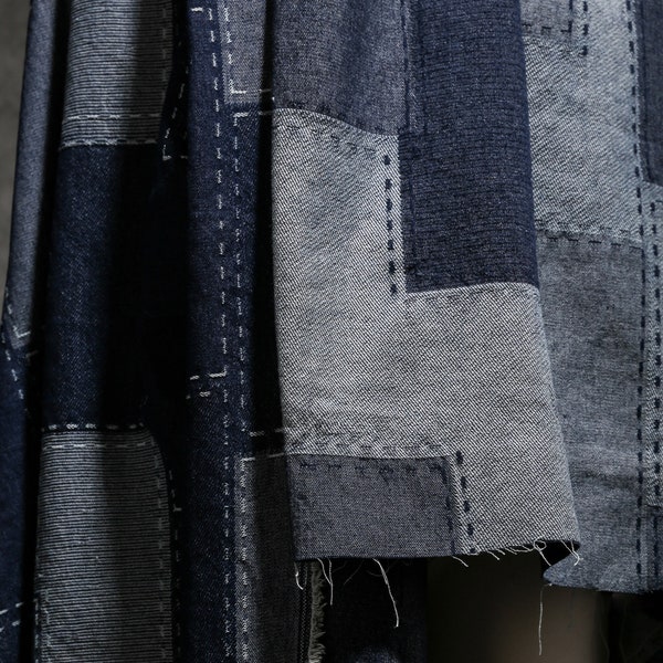 Patchwork Denim Fabric Etsy