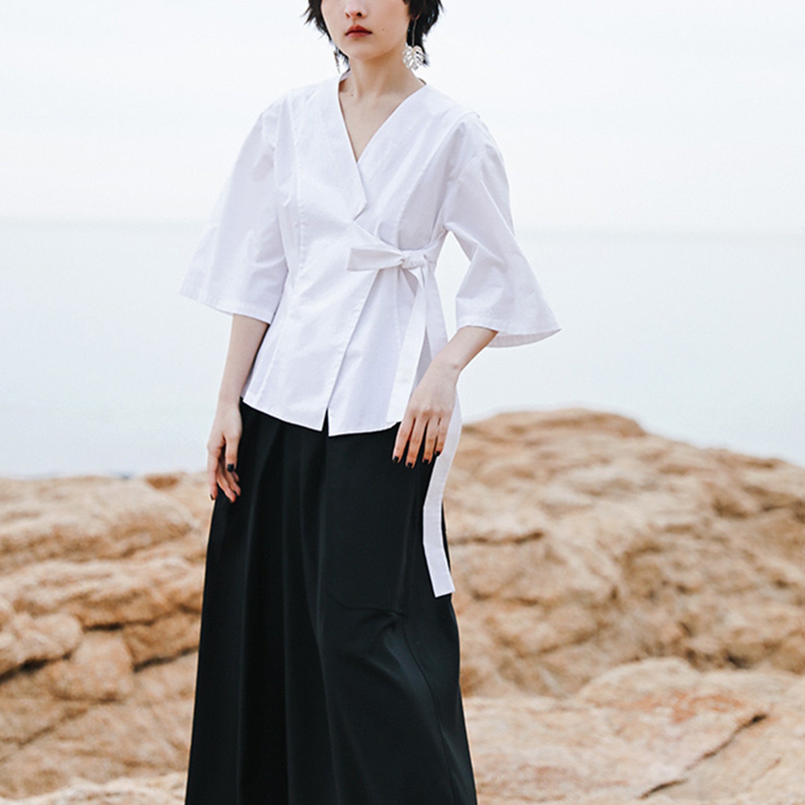 Hanfu Cotton Shirt Cotton Kimono Shirt White Kimono Black - Etsy