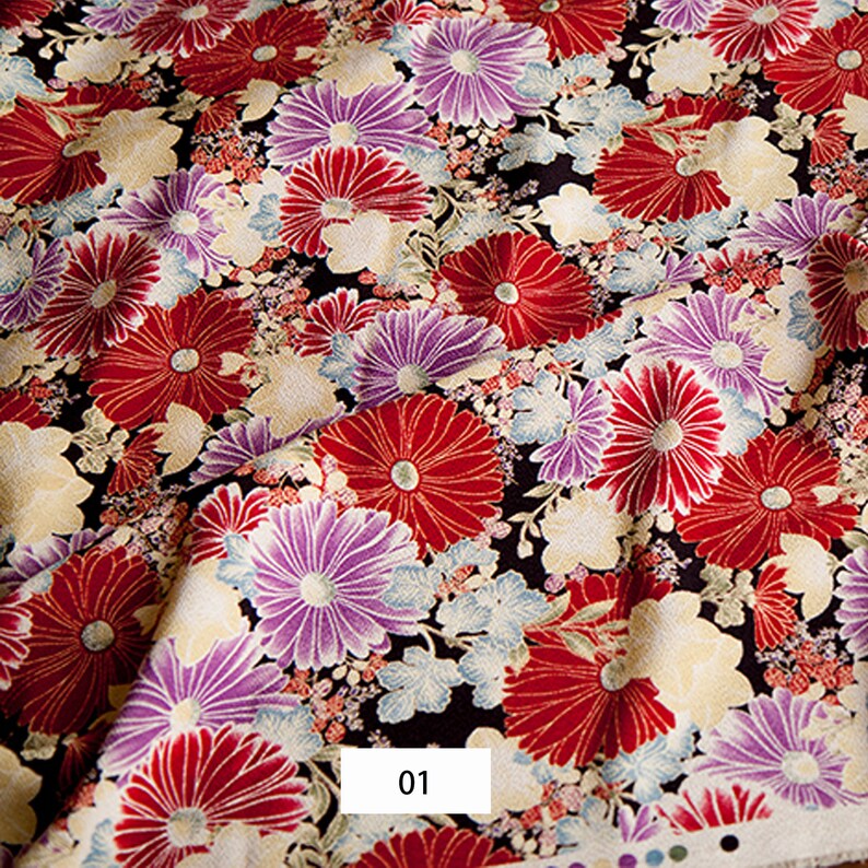 Japanese Floral Prints Fabric for Clothes Dress Craft Supply Etsy