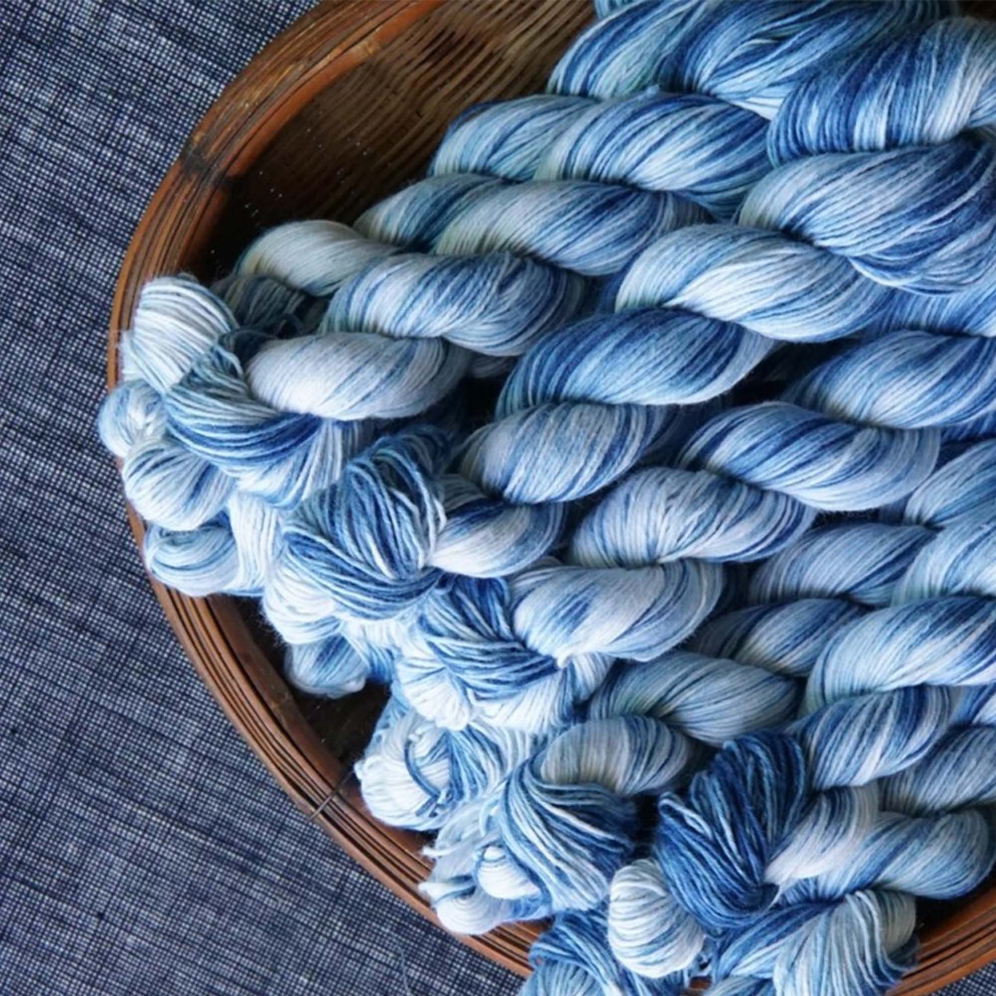 Indigo Blue Cotton Yarn Natural Colorful Plant Dye Thread Etsy