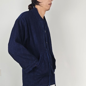Neza Studio Noragi Jacket Japanese Jacket Kendogi Top Indigo Blue Jacket Sashiko Fabric CUSTOM MADE Kimono Jacket Japanese Clothing image 6