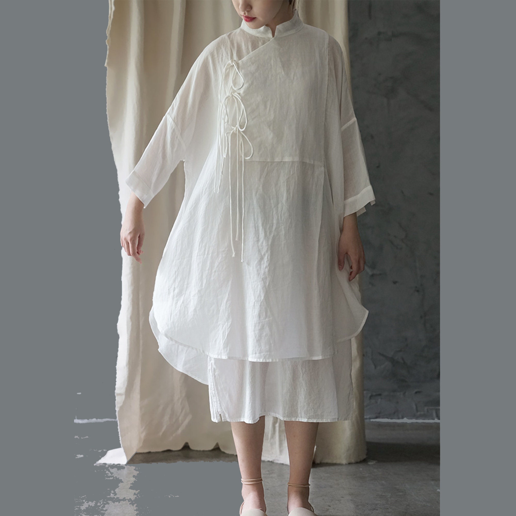 Hanfu Shirt Linen Hanfu Long Shirtdress Chinese Hanfu Top - Etsy