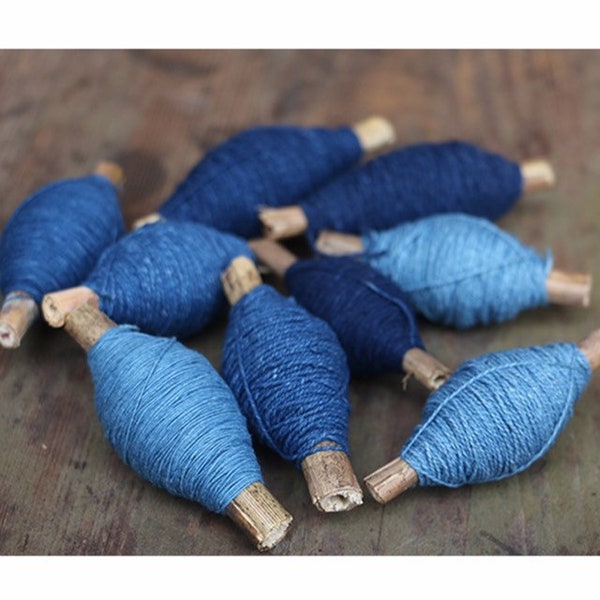 Neza Studio Hand Made Cotton Threads for Shibori Stiching Hand Embroidery Natural Plant Dyed Indigo
