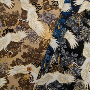 Japanese Prints Cotton Fabric Kimono Fabric Ukiyoe Prints Fabric Sewing Fabric Craft Supply Crane Prints Half Yard Unit