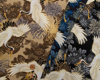 Japanese Prints Cotton Fabric Kimono Fabric Ukiyoe Prints Fabric Sewing Fabric Craft Supply Crane Prints Half Yard Unit