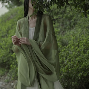 Flowing Hanfu Soft Tencel fabric Light and airy Hanfu Top Chinese style Hanfu dress for women Green hanfu top