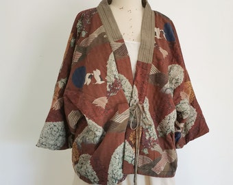 Cappotto Kimono Motivo floreale in cotone Hanfu Giacca modificata Cappotto trapuntato Kimono trapuntato Giacca cinese Kimono Cappotto imbottito in cotone Cappotto donna