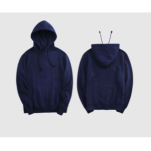 Neza Studio Indigo Navy Blue Hand Dye Pullover with Hoodie Soft Cotton Unisex S/M/L/XL Jumper Sweater Shirt