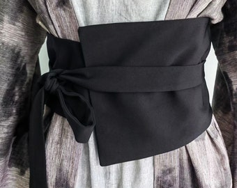 Neza Studio Black Belt Wide Waist Belt Decorative OBI Belt Women's Shirt Belt Accessories Black Sashes St