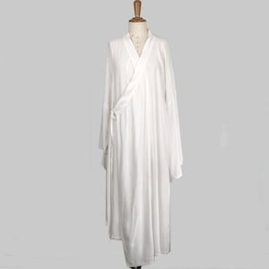 Neza Studio Chinese Inner Hanfu Top White Cotton Cross Front Hanfu Wide Sleeves rayon fabric hanfu dress drape well rayon hanfu