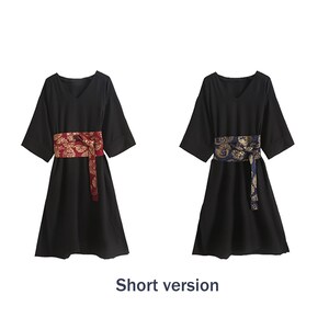 Black Kimono Dress With Belt Half Sleeves Kimono Dress With - Etsy