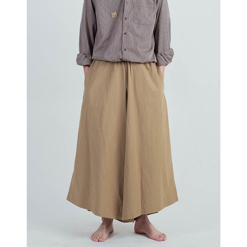 Hose mit weitem Bein für Männer / Harems-Culottes / Culottes / japanische KleidungHose mit weitem Bein für Frauen / Haremshose für Männer/Baumwollhose weite Baumwollhose Khaki