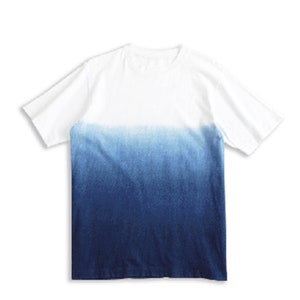 Natural dye shading blue Batik dye tie dye indigo Tee shirt unisex Tee shirt soft cotton T shirt gift for him