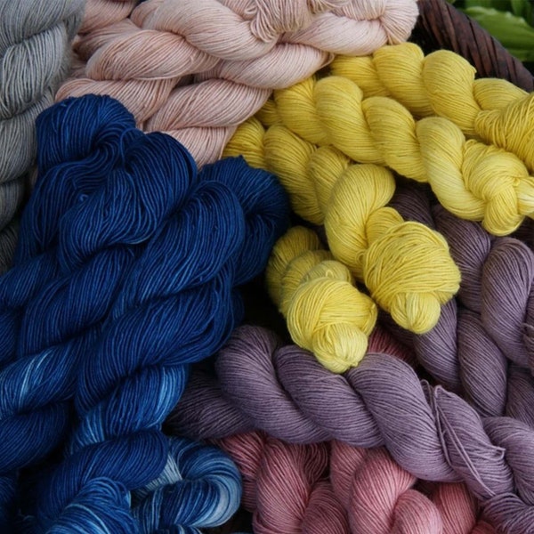 Indigo Blue Cotton Yarn Natural Colorful Plant Dye Thread Sashiko Yellow Green Pink Yarn for Embroidery Braid Friendship Bracelet 10 colors