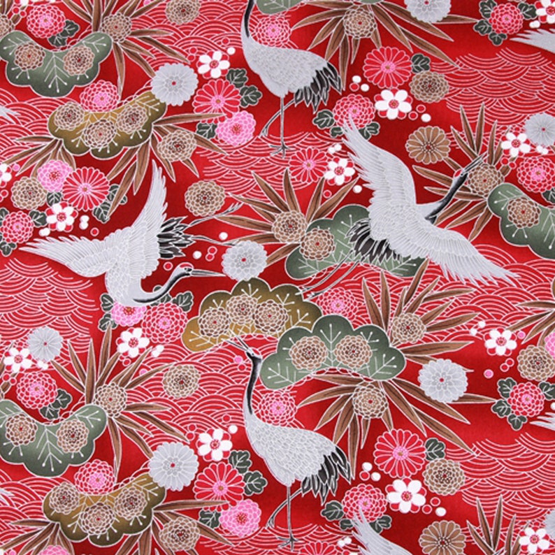 Japanese Prints Cotton Fabric Kimono Fabric Ukiyoe Prints Etsy