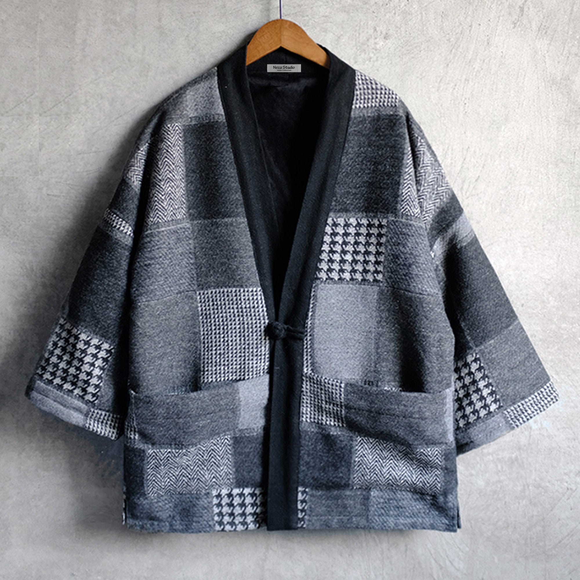 Men's Japanese Kimono Overcoat Noragi Cardigan Wool | Etsy