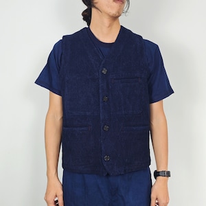 Sashiko Vest Retro style V neck gilet Indigo blue sashiko vest sashiko jacket retro French work gilet waistcoats