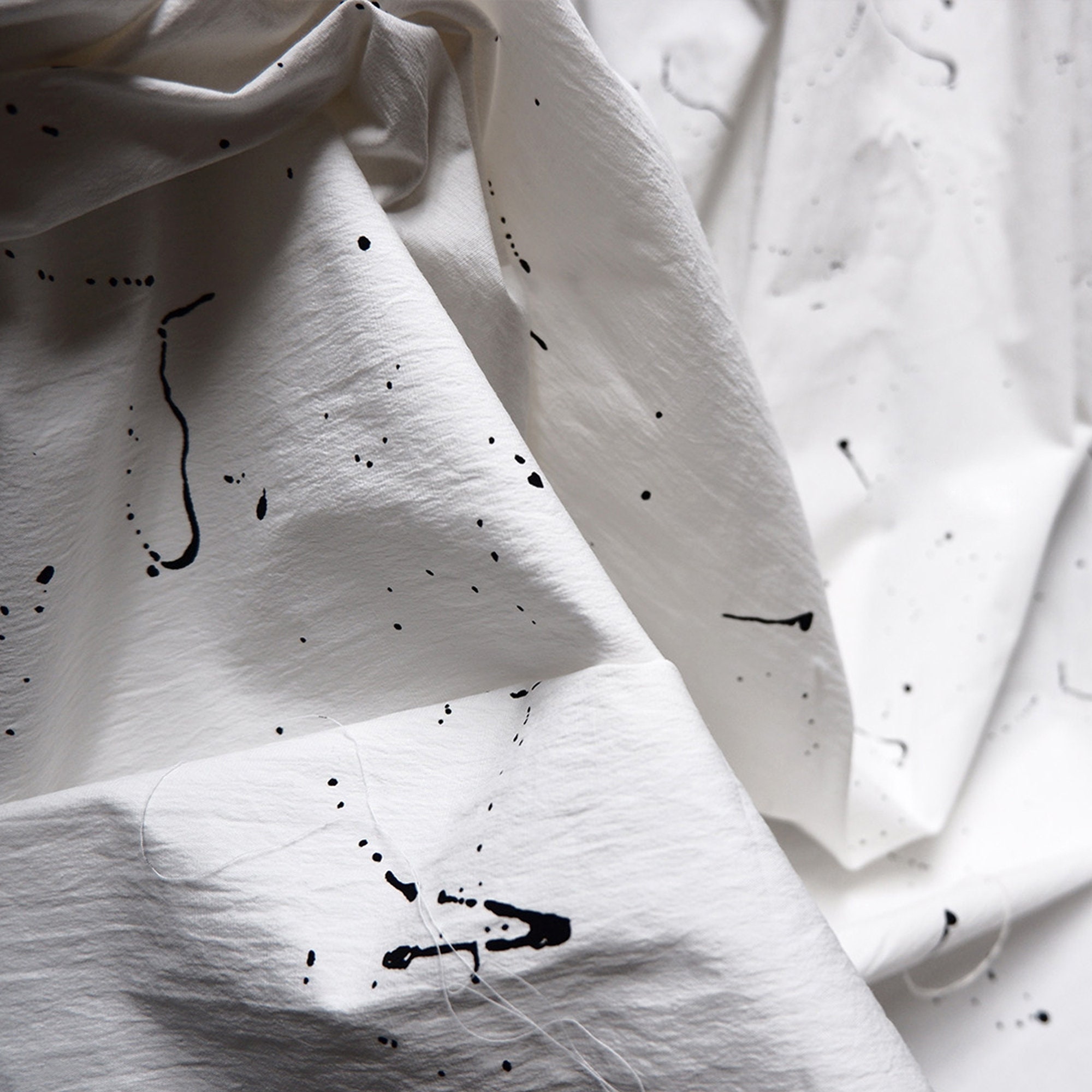 Designer Fabric White Cotton Black Ink Prints Shirt Skirt Etsy