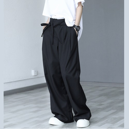 Black Suit Pants Loose Fit Trousers Wide Leg Soft Cotton Pants - Etsy