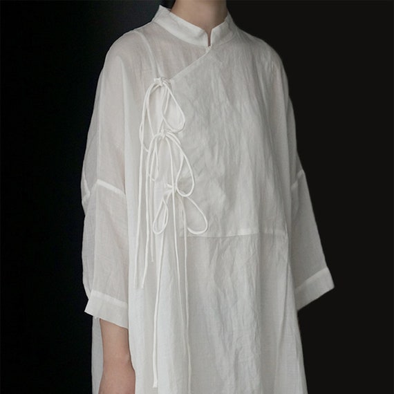 Hanfu Shirt Linen Hanfu Long Shirtdress Chinese Hanfu Top - Etsy