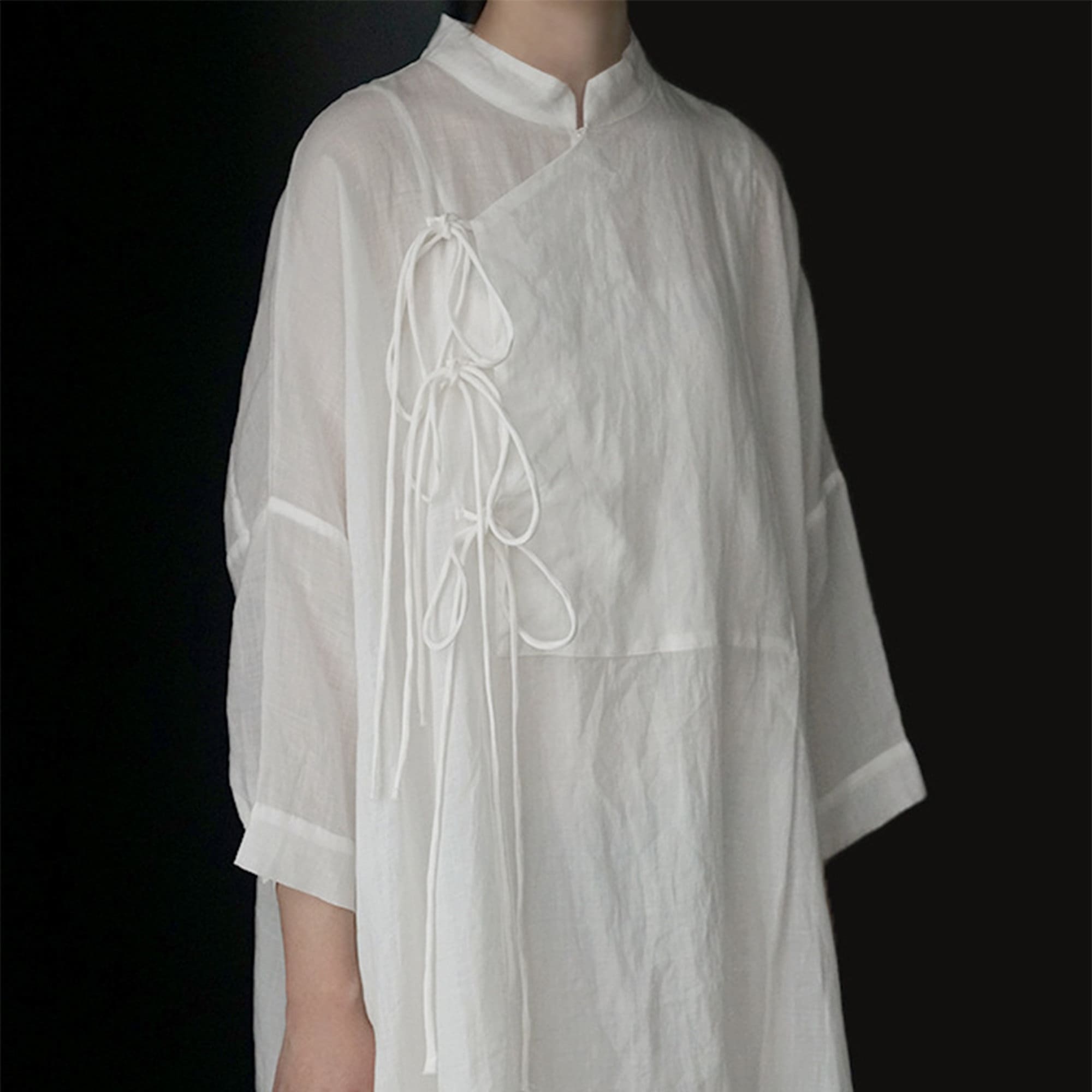 Hanfu Shirt Linen Hanfu Long Shirtdress Chinese Hanfu Top - Etsy 日本