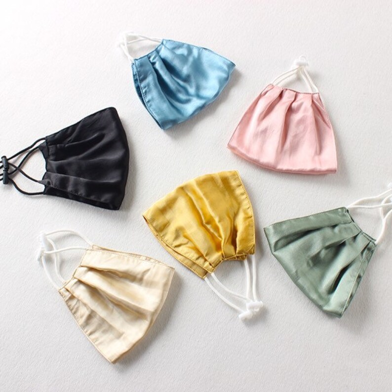 Neza Studio 4pcs 100 Silk Mask Reusable Face Masks Adjustable Etsy