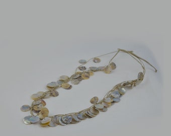 Shell necklace sea shel necklace with hemp strings short necklace