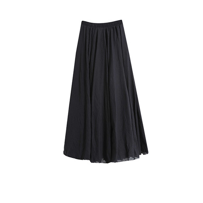 Black Linen Maxi Skirt Linen Cotton Blended Long Skirt Black | Etsy