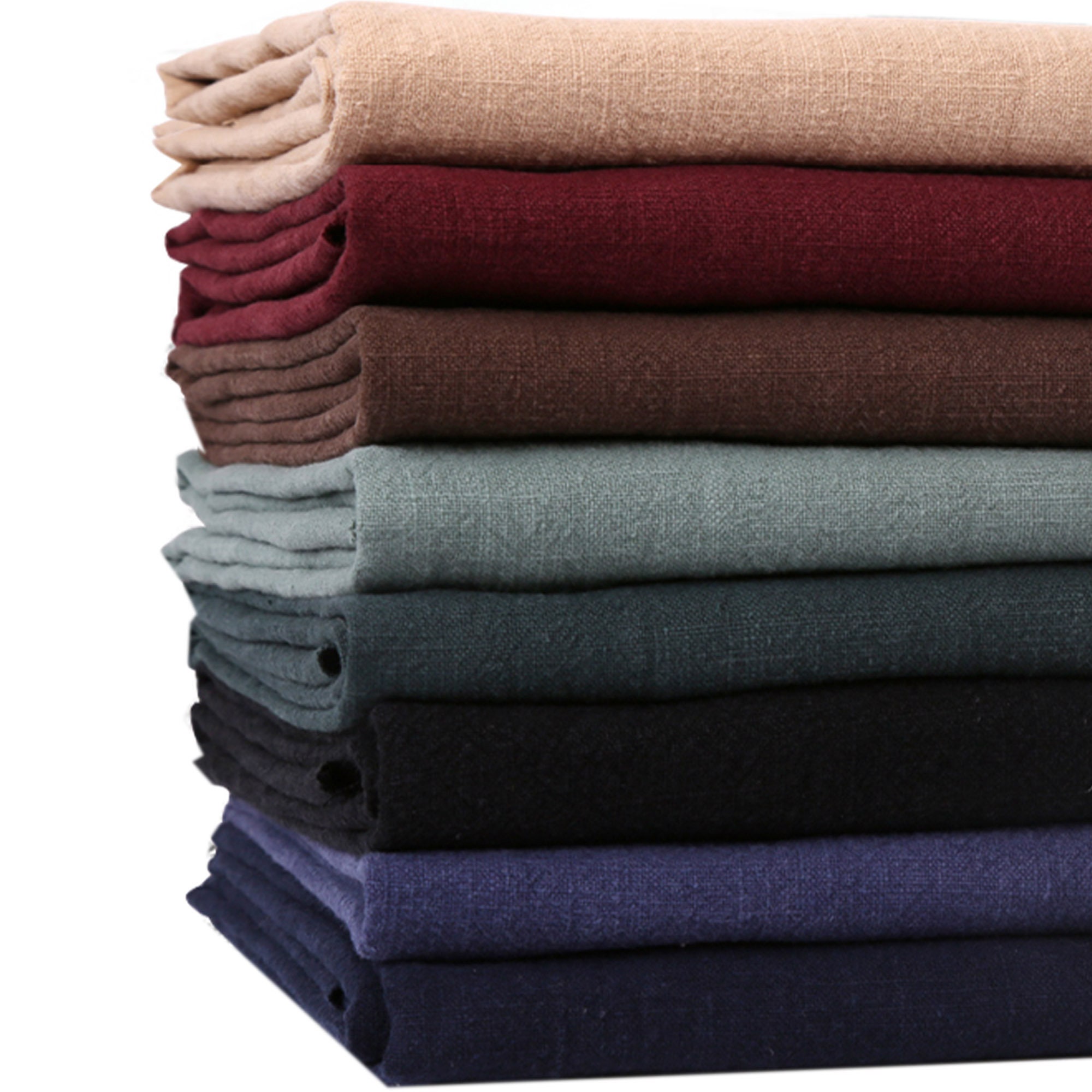 Washed Linen Cotton Blended Fabric Multi Color options Thicker Etsy