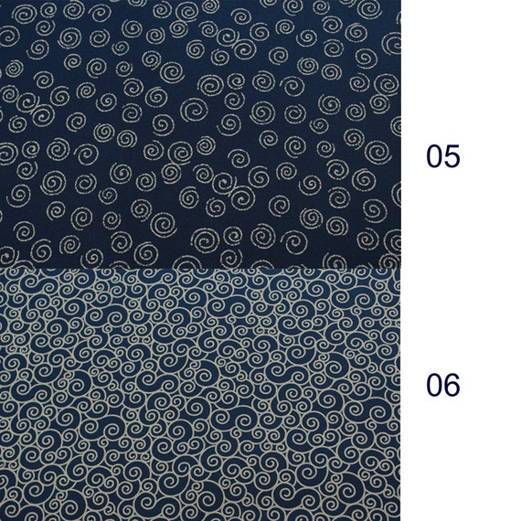 Buy Japanese Fabrics Navy Cotton Linen Blended Prints Half Yard