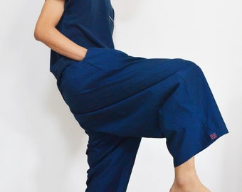 Wide leg pants women / Harem Culottes /  Culottes / Japanese clothing／Wide leg pants women / Harem pants men/ low waist pants Neza Studio