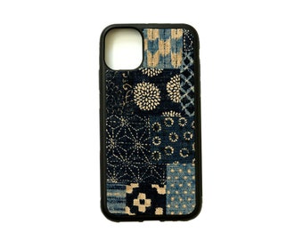 Neza Studio iPhone X/XS/11/7/8/7plus/11pro Block Indigo Blue Patchwork Fabric Phone Case Samsung Huawei
