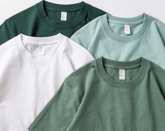 Neza Studio 4 PCS 100% Cotton Heavy Weight Basic Plain T-shirt 270g Soft Thick Tees Unisex Green Color Serie