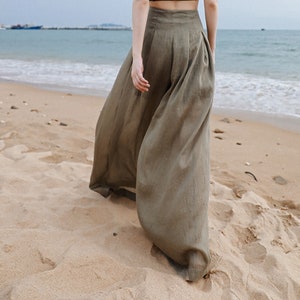 Maxi Culottes Tencel Linen Wide Leg Pants Linen Pants High Waist Pants Flowing Culottes Long Tencel pants Linen Trousers Made to Order Pants