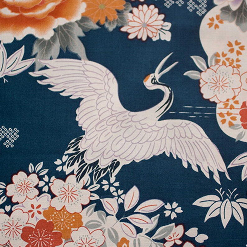 Japanese Prints Cotton Fabric Kimono Fabric Ukiyoe Prints Etsy