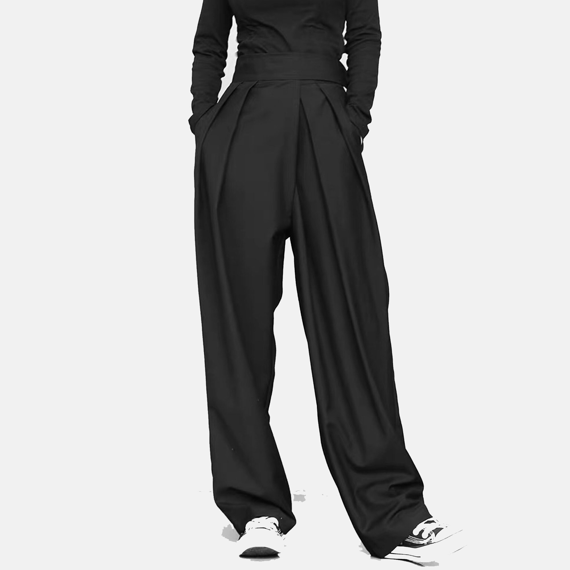 Black Suit Pants Loose Fit Trousers Wide Leg Soft Cotton Pants Etsy