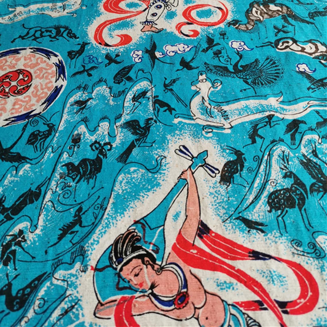 Vintage Chinese Block Print Hand Woven Fabric Block Print Etsy