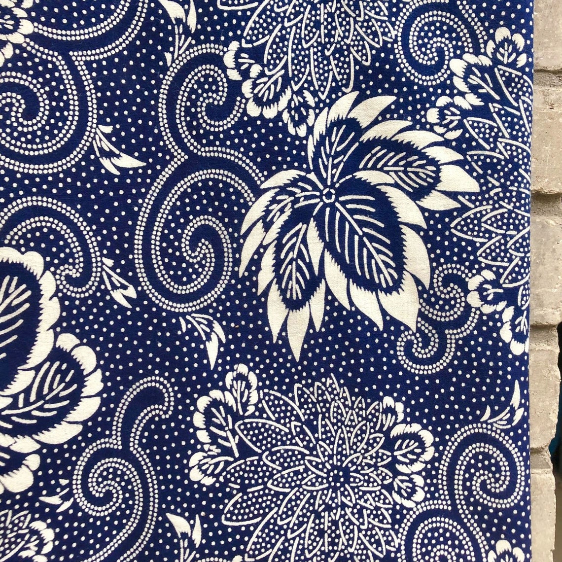 Retro Style Indigo Prints Cotton Fabric Block Blue Prints | Etsy