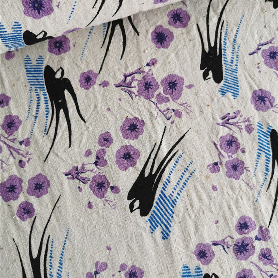 Vintage Chinese Block Print Hand Woven Fabric Block Print Etsy