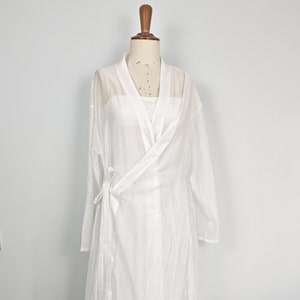 Flowy long cadigan sheer robe 3pcs white dress double layer shirt long hanfu robe white shirt dress transparent robe for women beach dress