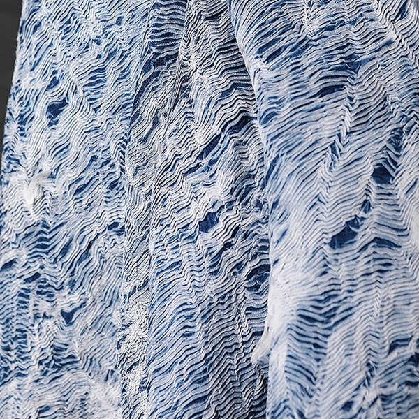 Pleats Light Mesh Fabric 3D Texture Double sided Creative Fabric Half yard Unit Fabric Creation Fashion Designers Supply pleats drape fabric