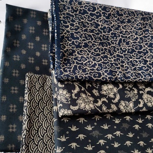 Japanese Fabric Bundle Dark Navy Prints Fabric Quilting Quality Cotton ...