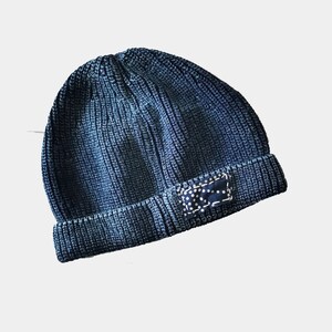 Indigo Blue Cotton Knitted Hat Wash finishing Knit beanie, basic knit beanie, navy blue beanie, knit hat, unisex hat Neza Studio