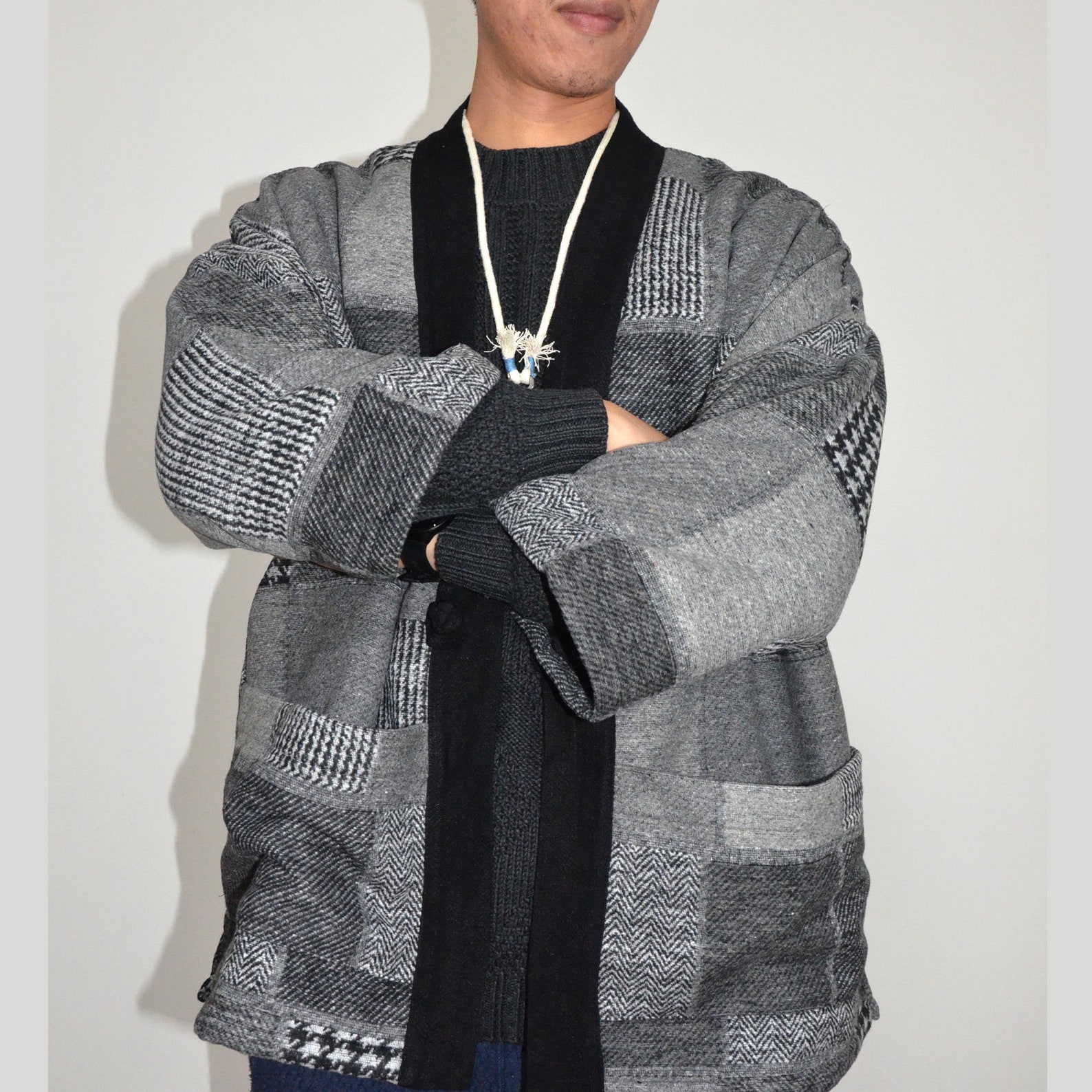 Men's Japanese Kimono Overcoat Noragi Cardigan Wool Etsy