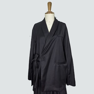 Black Spring Blazer Kimono Suit Oversized Black Jacket Slopping Lapel Suit Modified Kimono Jacket