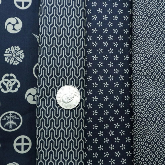 Tessuti giapponesi Navy Cotton Prints Motivi tradizionali giapponesi retrò  giappone stampe in tessuto di cotone navy profondoAlf Yard Unit -   Italia