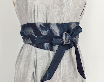 Neza Studio Obi Wrap Belt,Jacquard fabric Wide Waist Belt, Kimono Japanese Fabric With Traditional Patterns Vegan Silk Waist Band Tie Belt