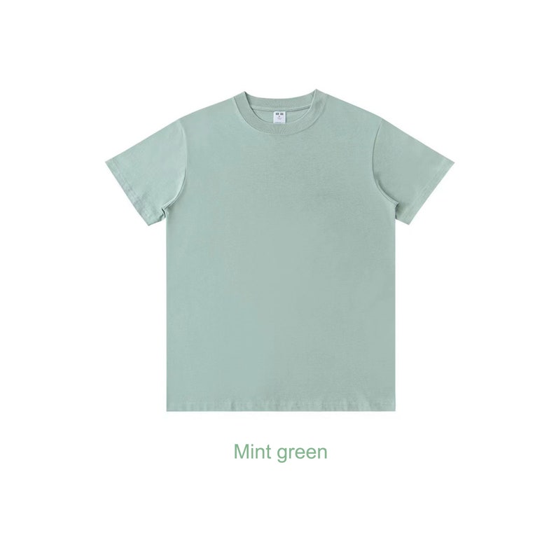 Neza Studio 4 PCS 100% Cotton Heavy Weight Basic Plain T-shirt 270g Soft Thick Tees Unisex Green Color Serie image 4