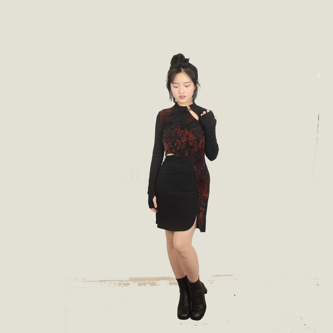 Fitted Qipao Style Dress Chinese Style Dress Jersey Dress With Waist ...